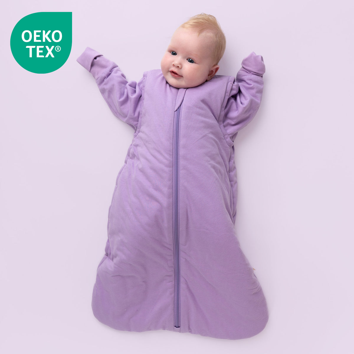 Long Sleeve Baby Sleeping Bag - 3.5 TOG_Lilac_OEKOTEX_1210