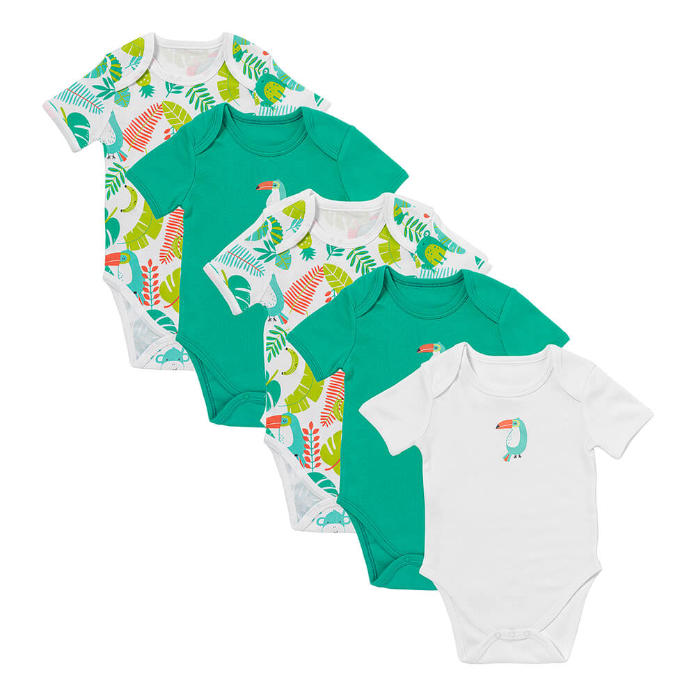 100% Organic Short Sleeve Baby Body - 5-pack_Tropical_1_430
