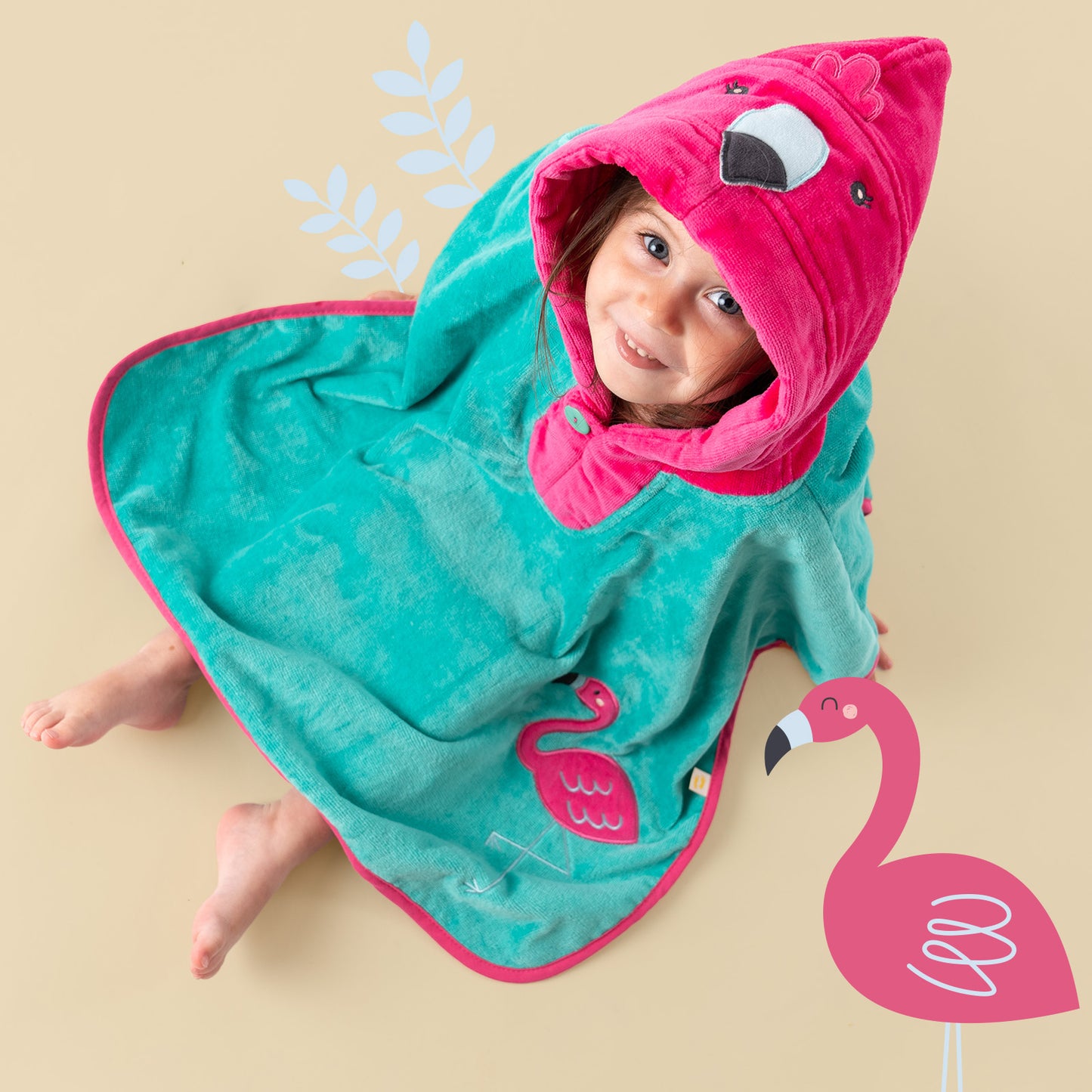 Hooded Bath Poncho_Flamingo_409_2