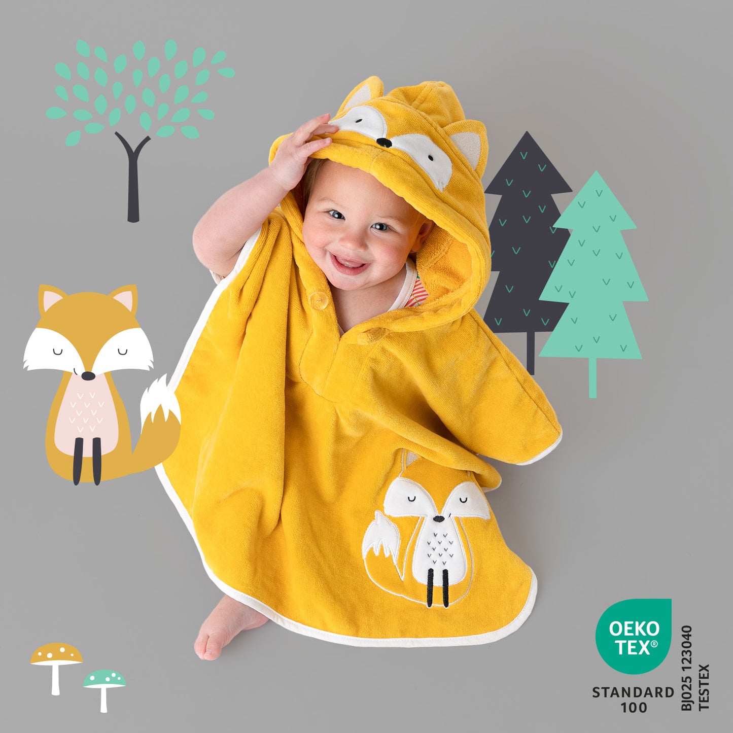 Hooded Bath Poncho_Woodland Animals_409_2