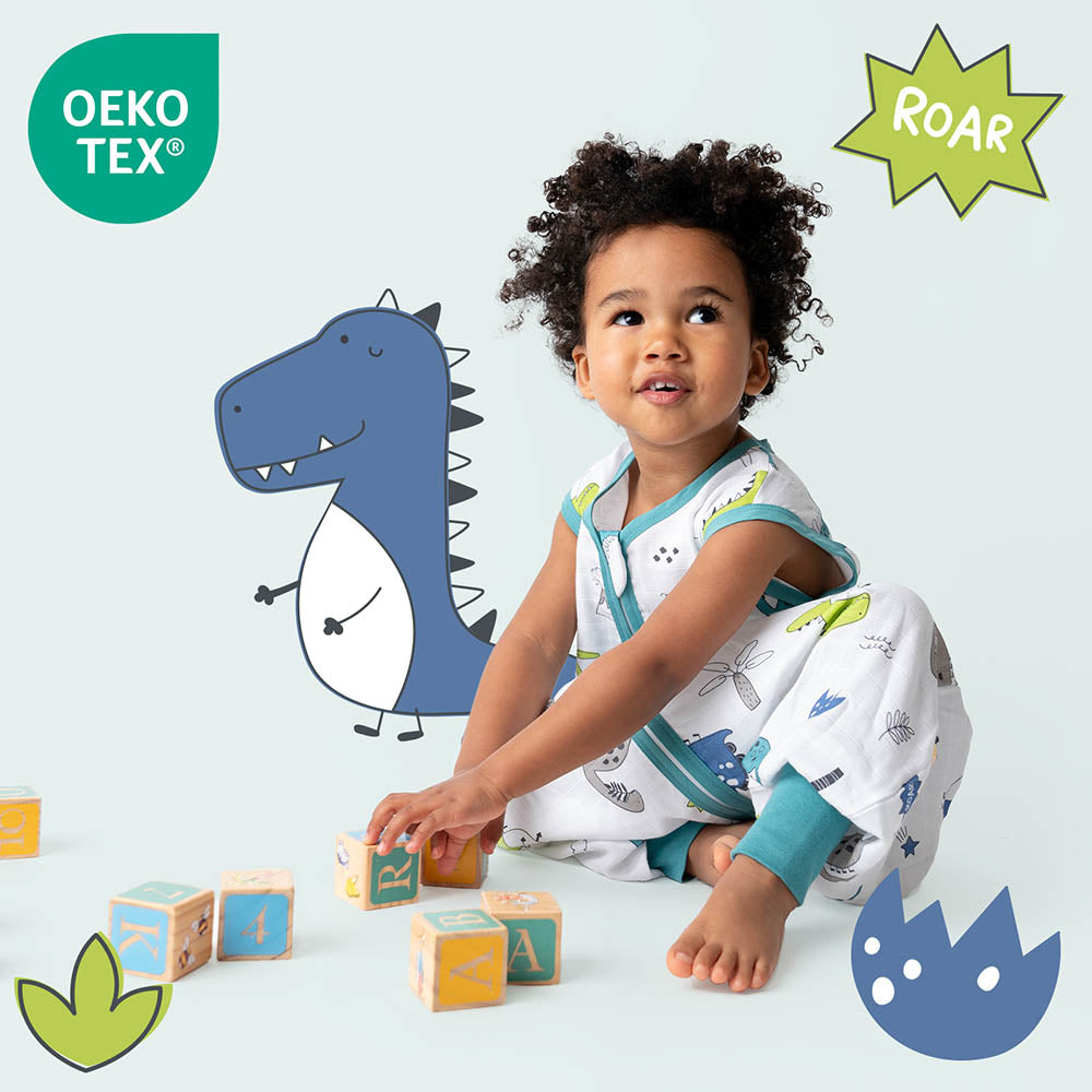 Muslin Sleeping Bag with Feet - 0.5 TOG_Dino_OEKOTEX_412