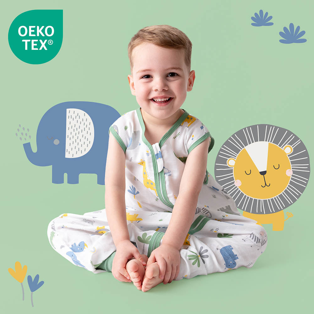 Muslin Sleeping Bag with Feet - 0.5 TOG_Jungle_OEKOTEX_412