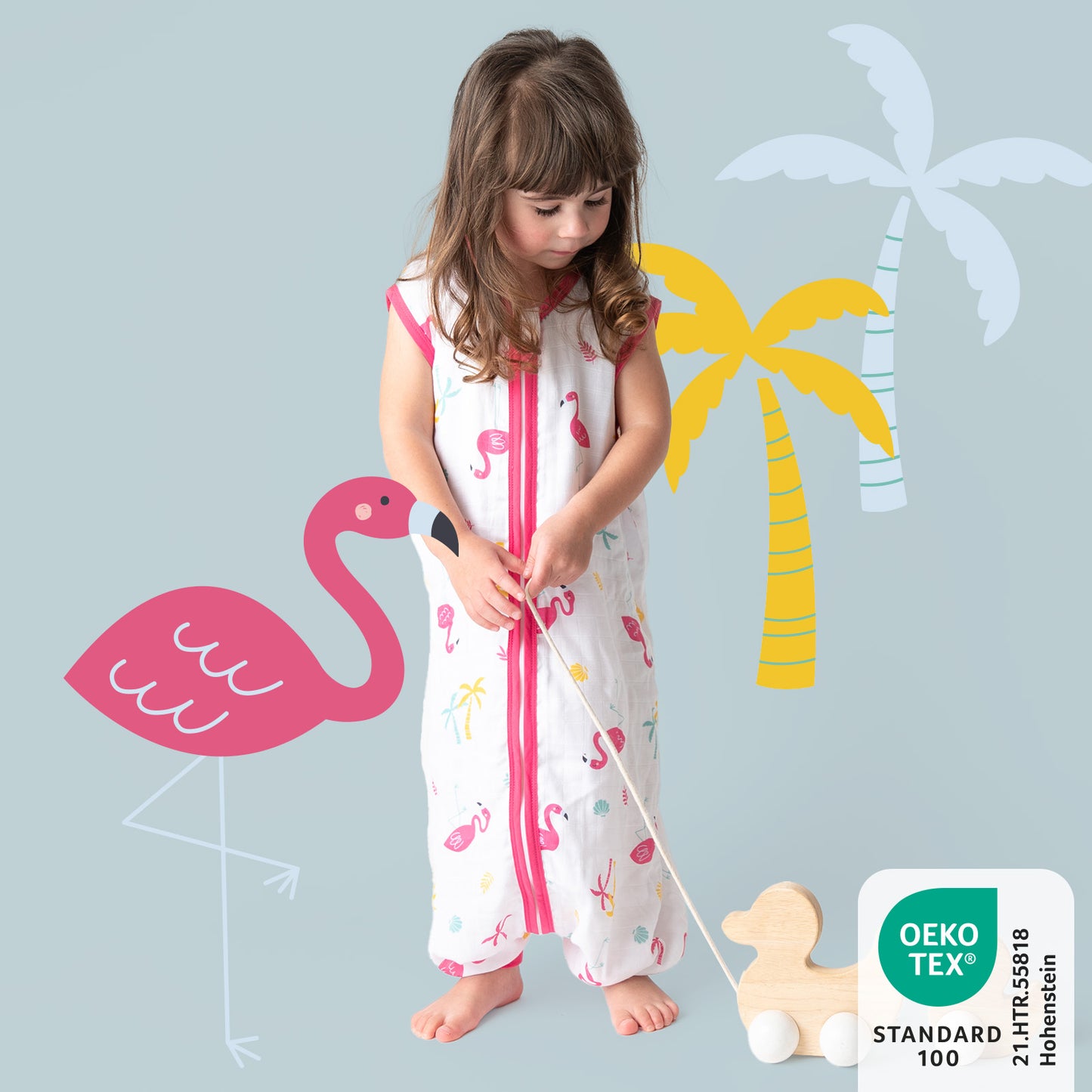Muslin Sleeping Bag with Feet - 0.5 TOG_Flamingo_412_2