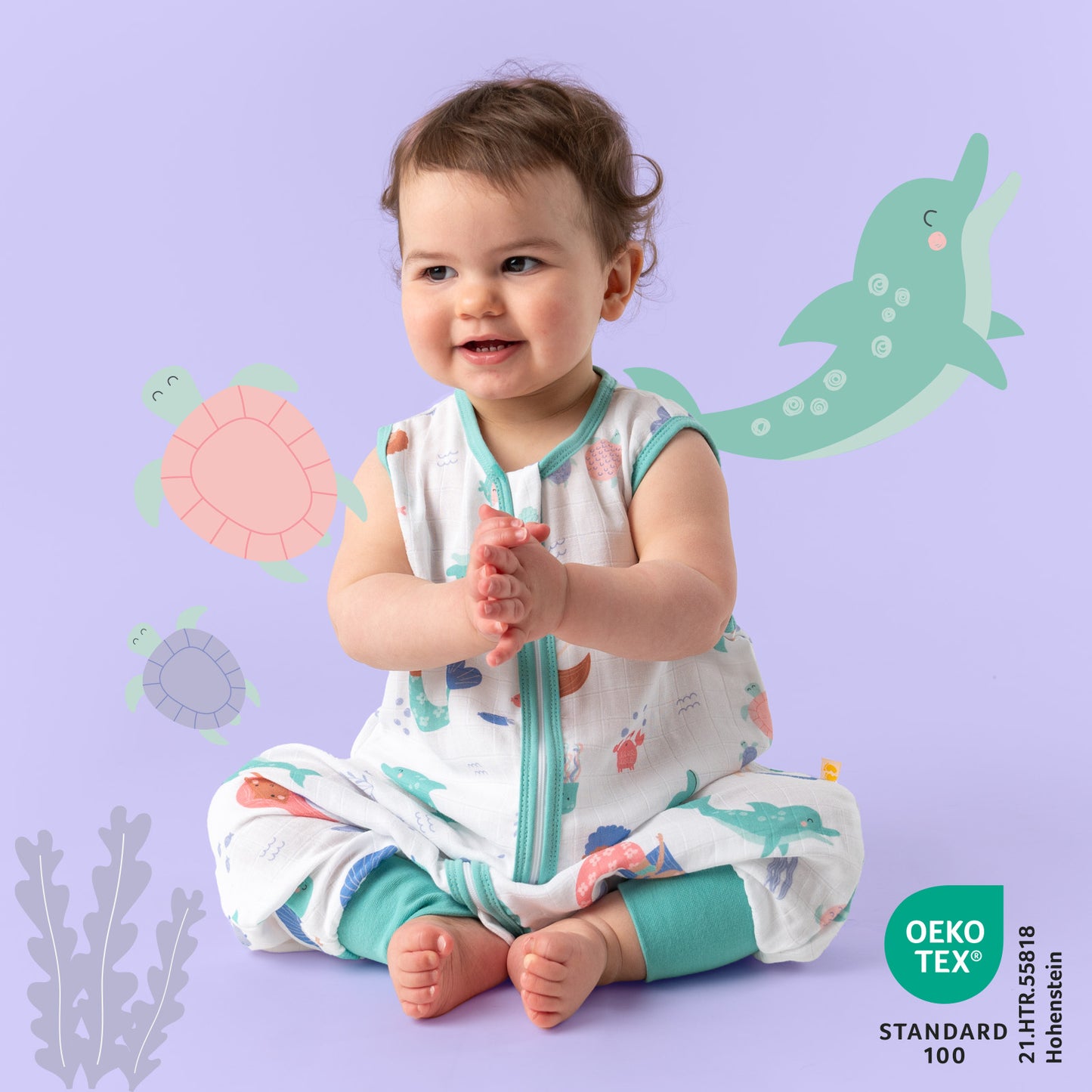 Muslin Sleeping Bag with Feet - 0.5 TOG_Mermaid_412_2