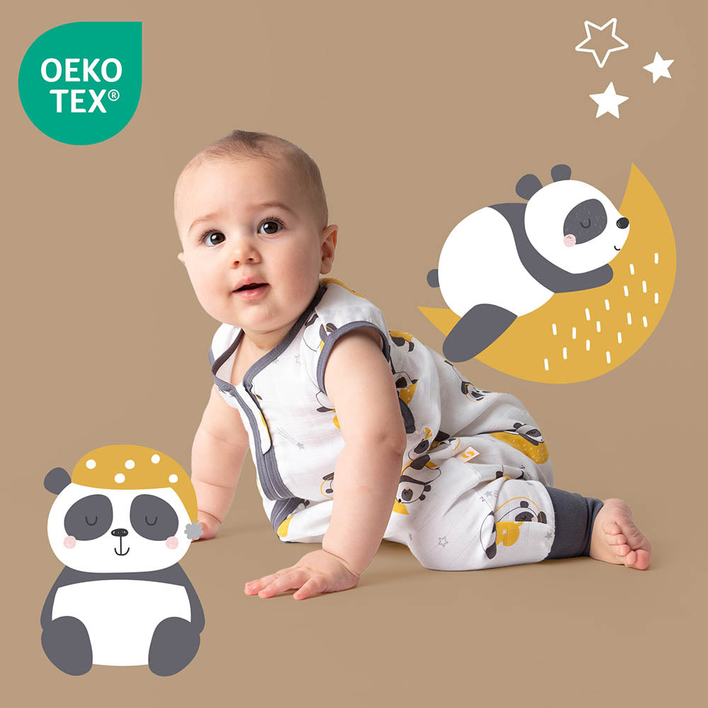 Muslin Sleeping Bag with Feet - 0.5 TOG_Panda_OEKOTEX_412