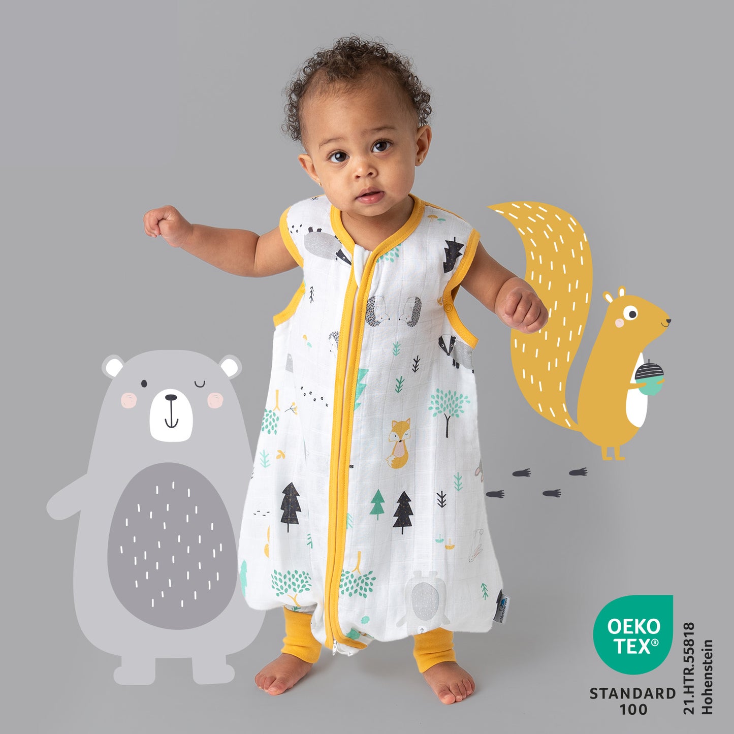 Muslin Sleeping Bag with Feet - 0.5 TOG_Woodland Animals_412_2