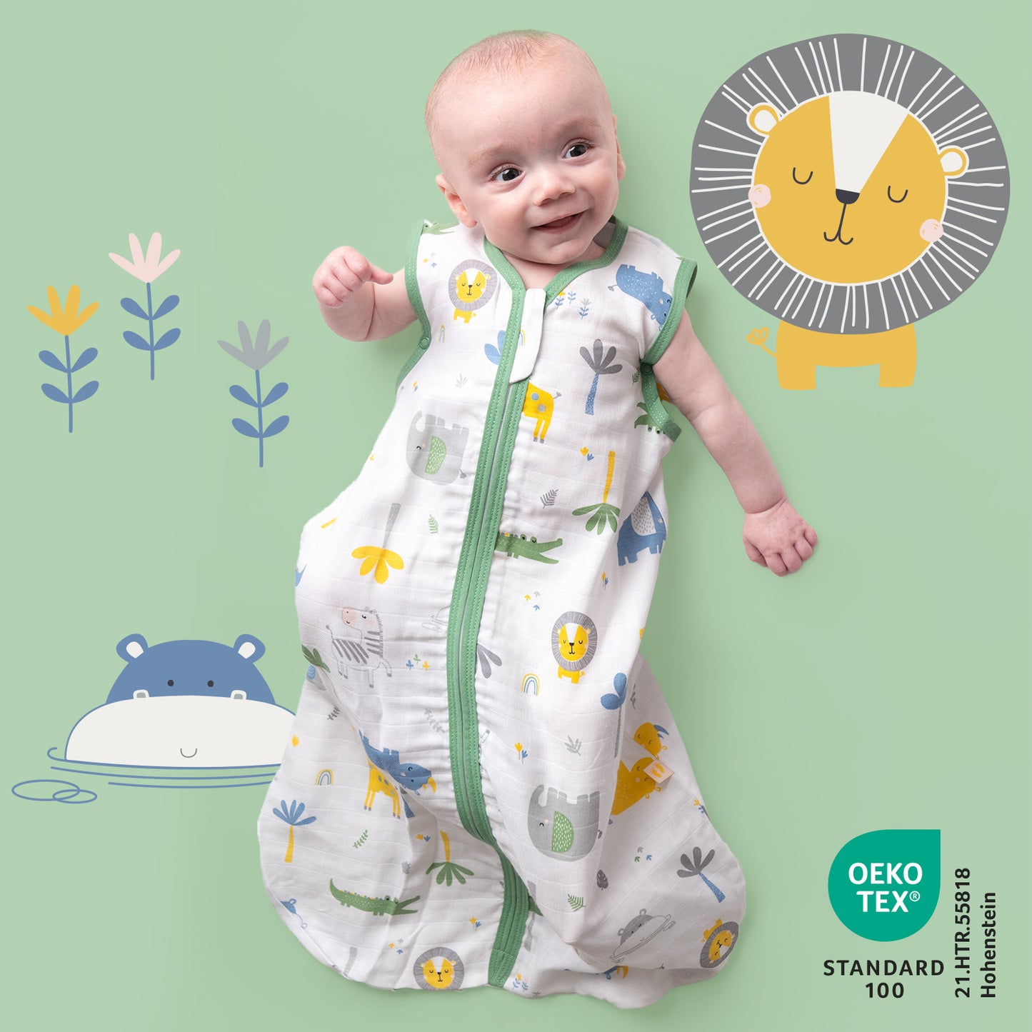 Muslin Baby Sleeping Bag - 0.5 TOG_Jungle_415_2