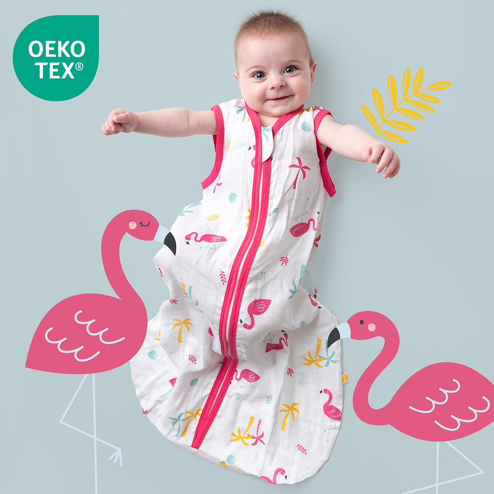 Muslin Baby Sleeping Bag - 0.5 TOG_Flamingo_OEKOTEX_415