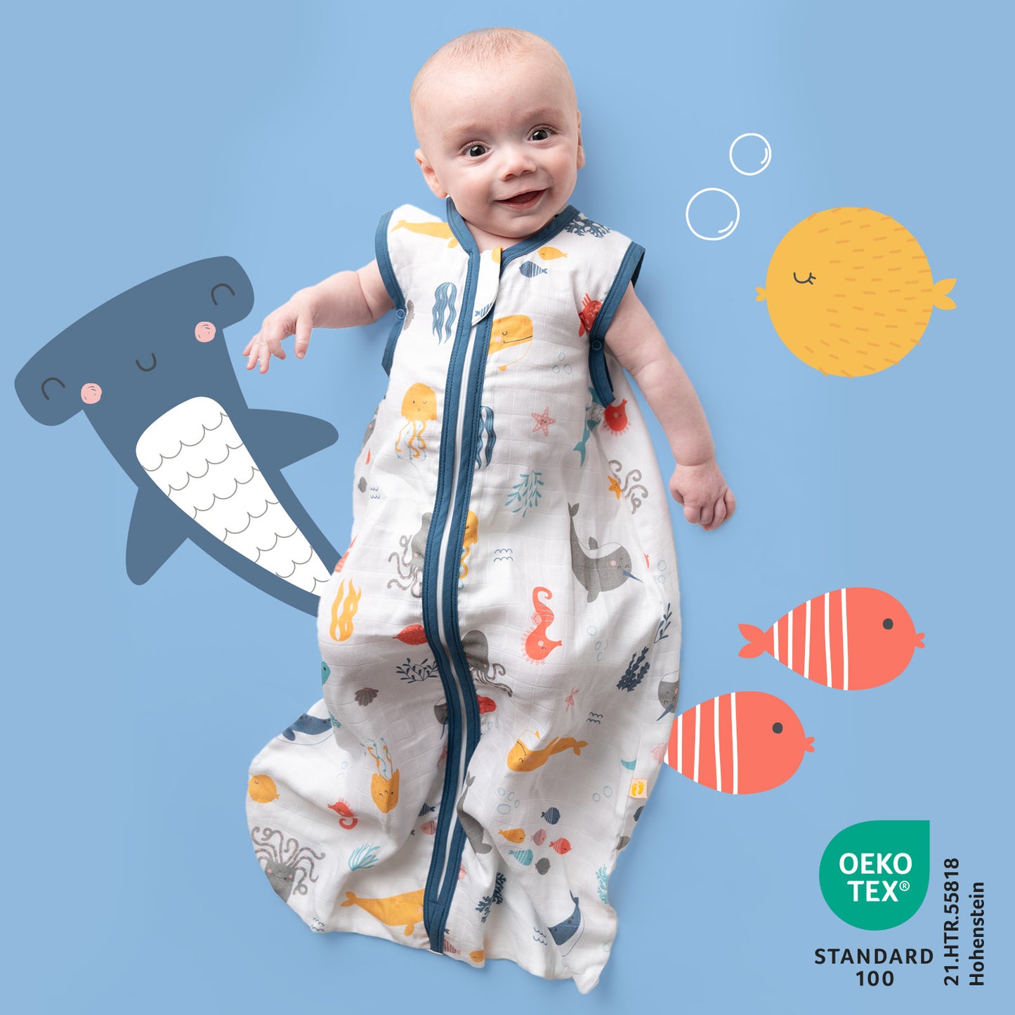 Muslin Baby Sleeping Bag - 0.5 TOG_Under the Sea_415_2