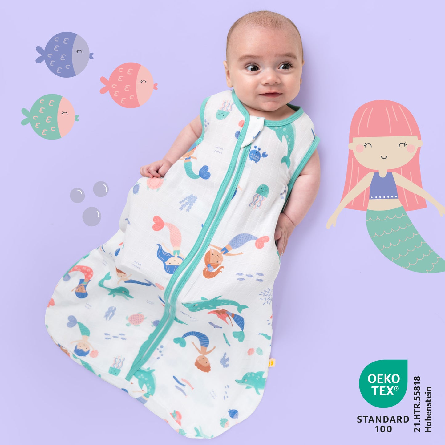 Muslin Baby Sleeping Bag - 0.5 TOG_Mermaid_415_2