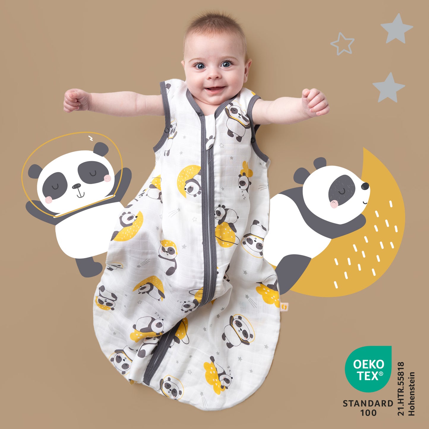 Muslin Baby Sleeping Bag - 0.5 TOG_Panda_415_2