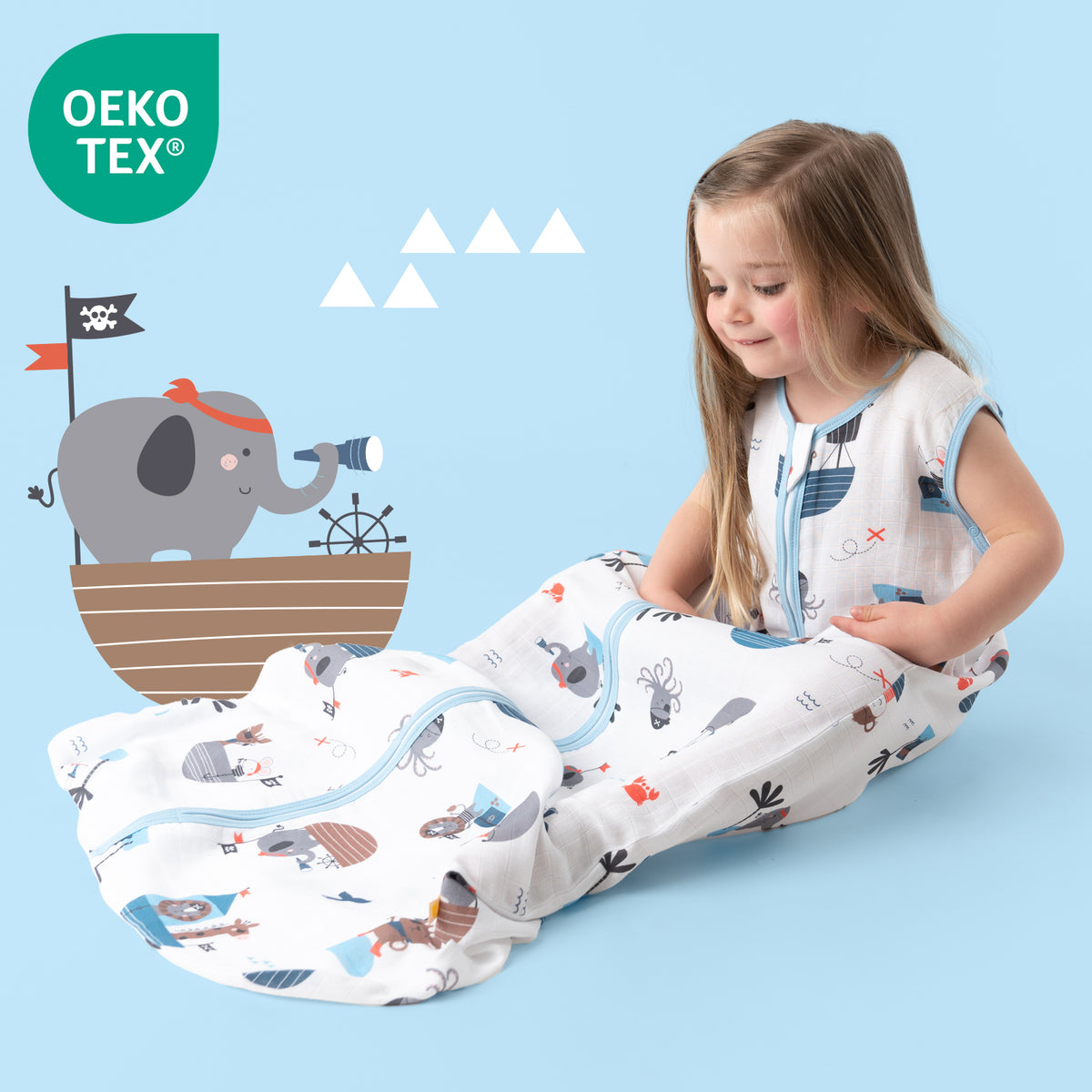 Muslin Baby Sleeping Bag - 0.5 TOG_Pirate_OEKOTEX_415