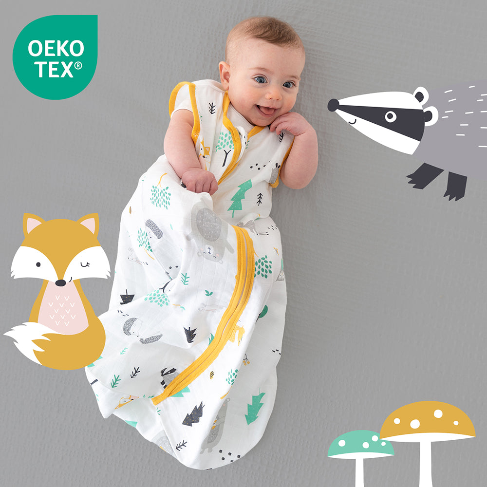 Muslin Baby Sleeping Bag - 0.5 TOG_Woodland Animals_OEKOTEX_415