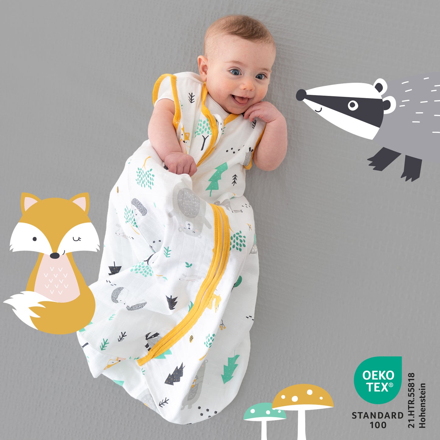 Muslin Baby Sleeping Bag - 0.5 TOG_Woodland Animals_415_2