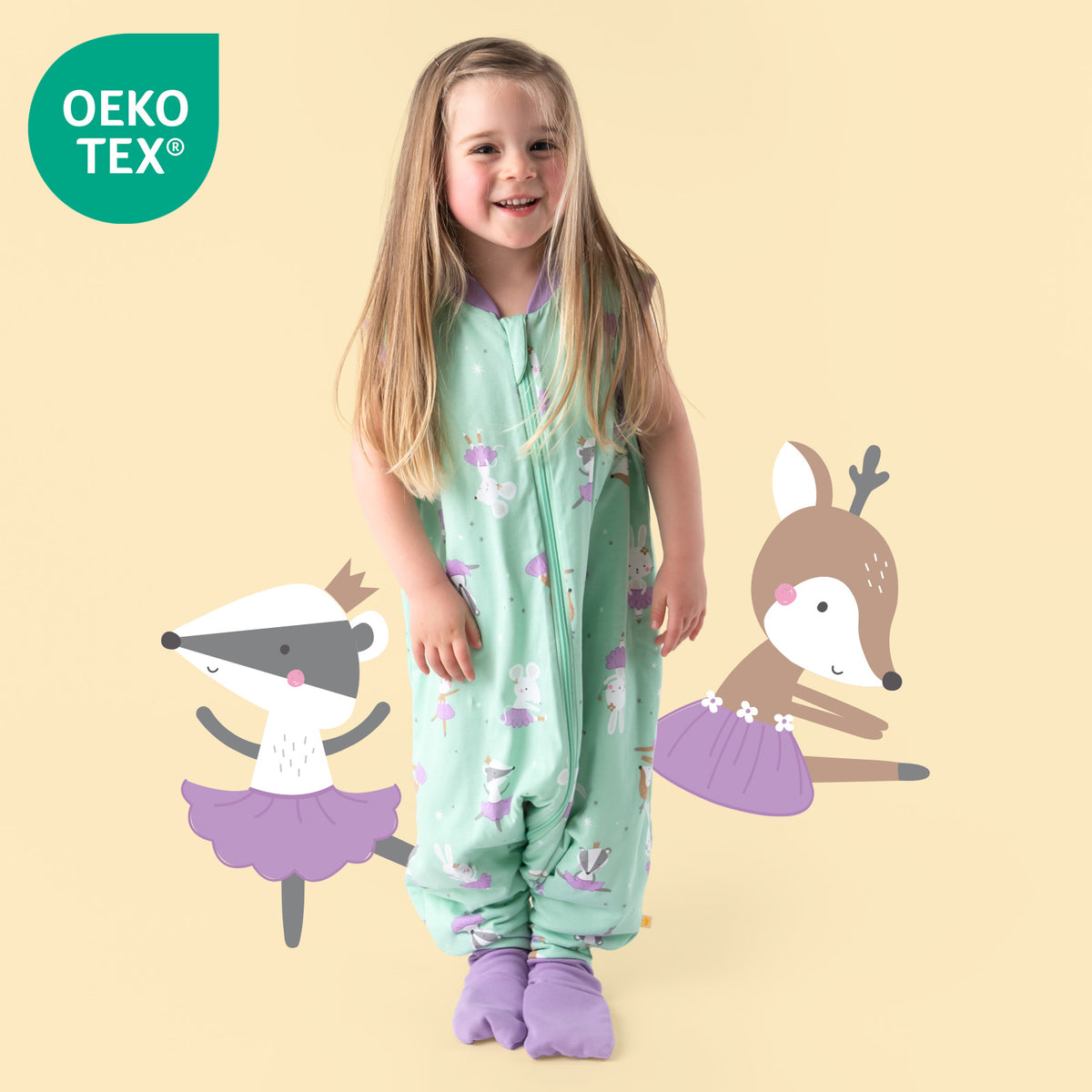 Sleeping Bag with Feet & Foldable Feet Covers - 1.0 TOG_Ballerina_OEKOTEX_418