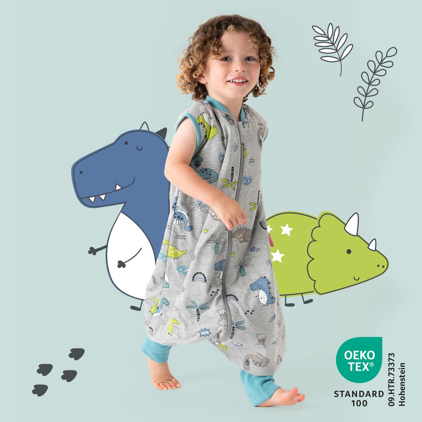 Sleeping Bag with Feet & Foldable Feet Covers - 1.0 TOG_Dino_418_2