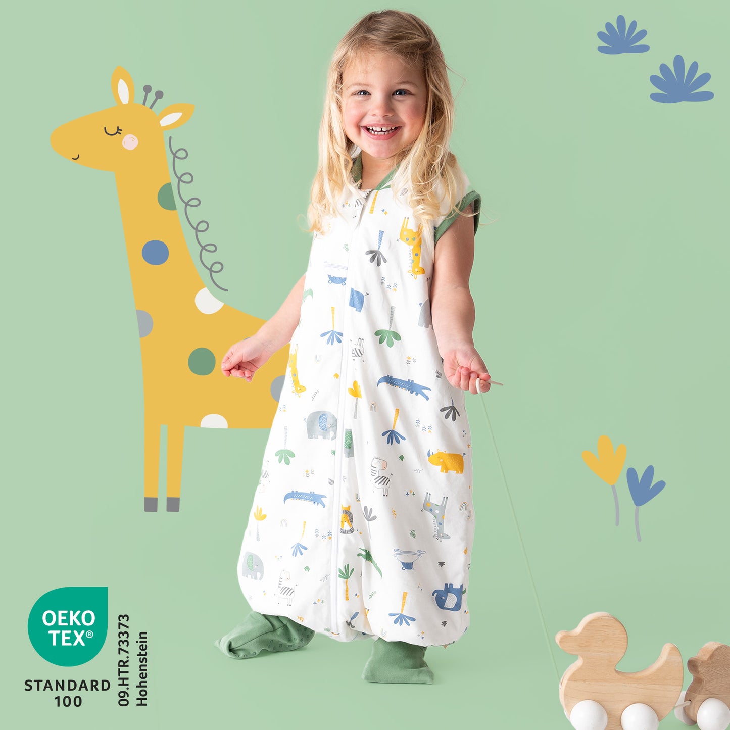 Sleeping Bag with Feet & Foldable Feet Covers - 1.0 TOG_Jungle_418_2