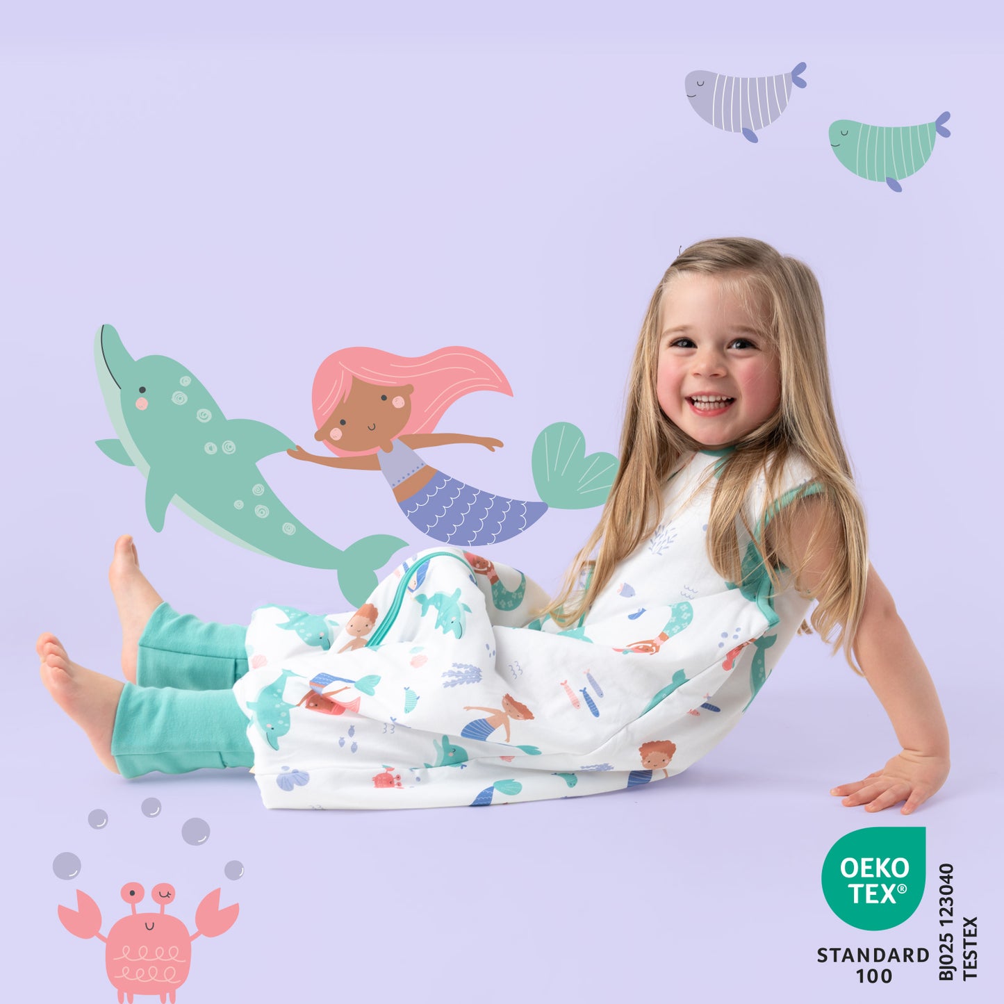 Sleeping Bag with Feet & Foldable Feet Covers - 1.0 TOG_Mermaid_418_2