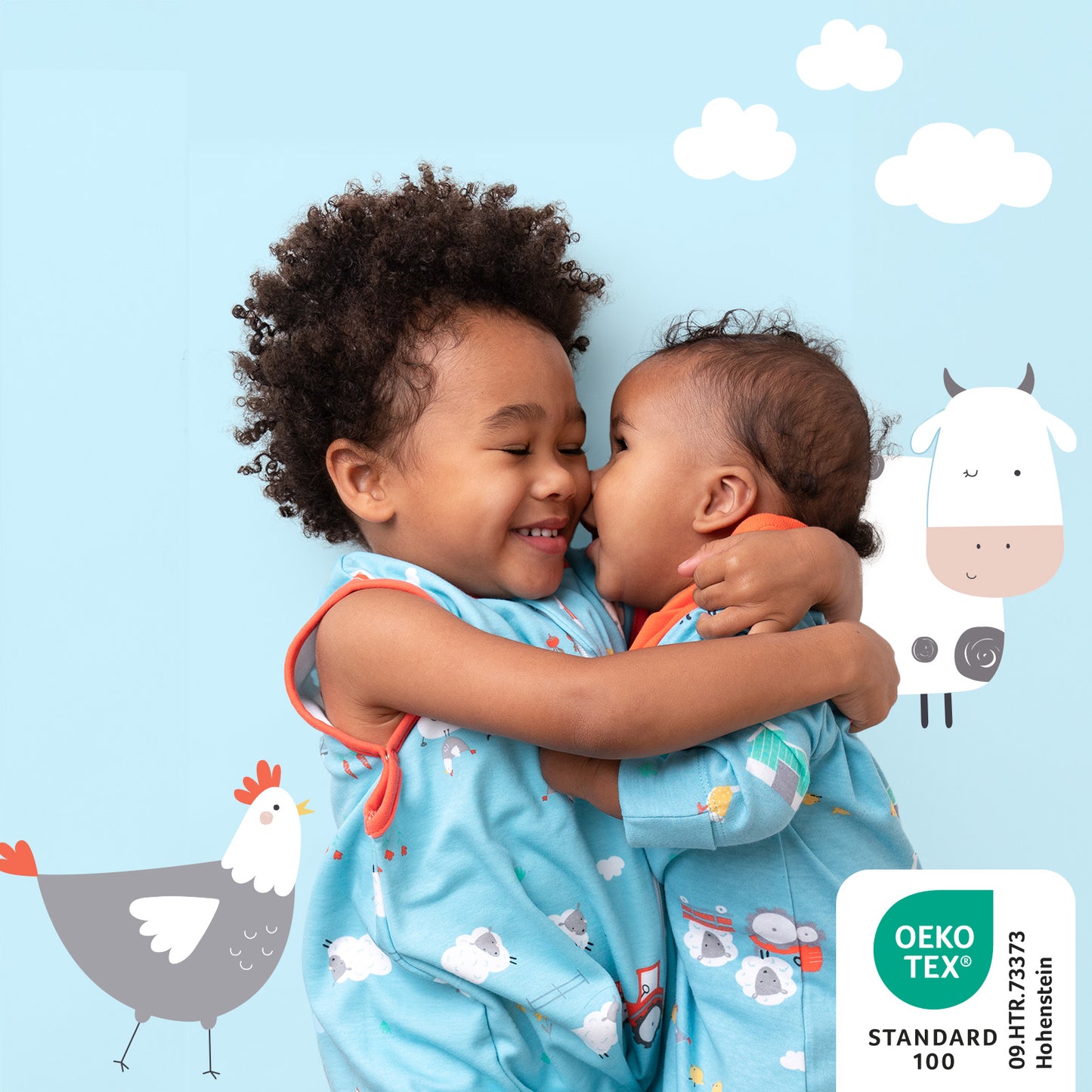 Organic Sleeping Bag with Feet & Foldable Feet Covers - 1.0 TOG_Farmyard_419_2