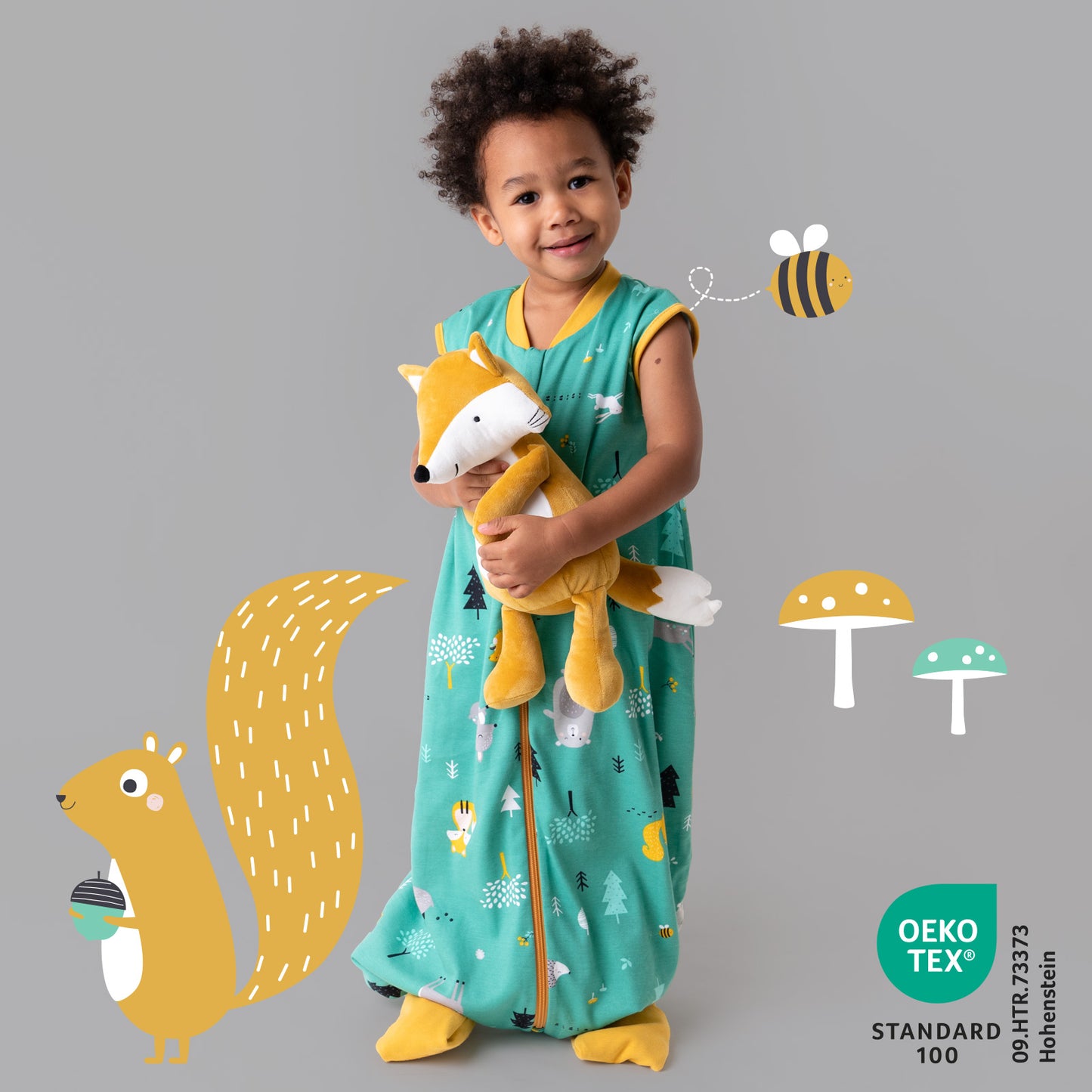 Organic Sleeping Bag with Feet & Foldable Feet Covers - 1.0 TOG_Woodland Animals_419_2