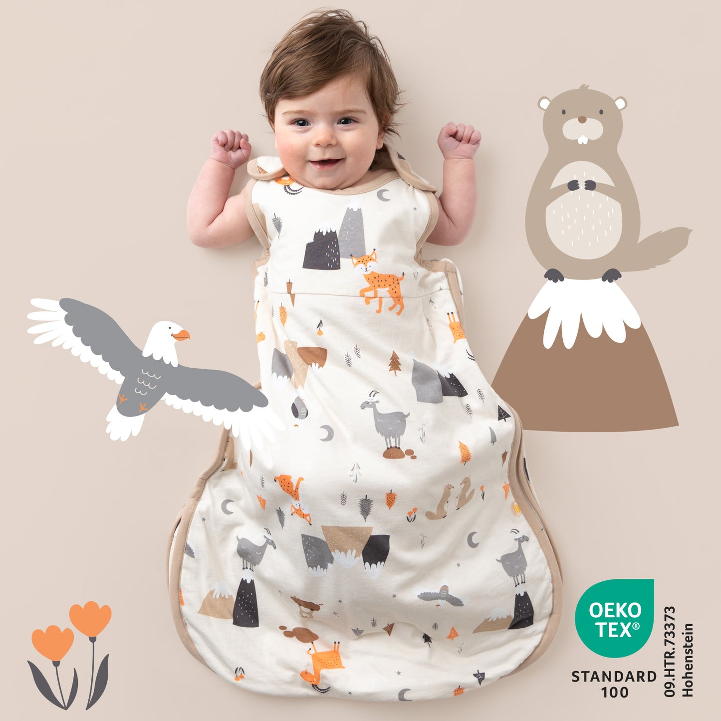 Baby Sleeping Bag - 1.0 TOG_Mountain Animals_420_2