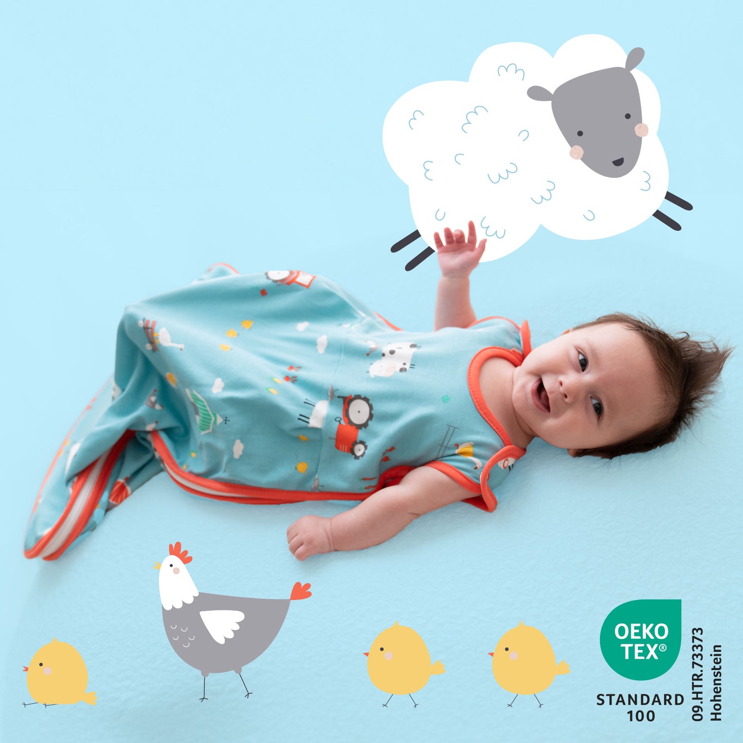 Organic Baby Sleeping Bag - 1.0 TOG_Farmyard_421_2