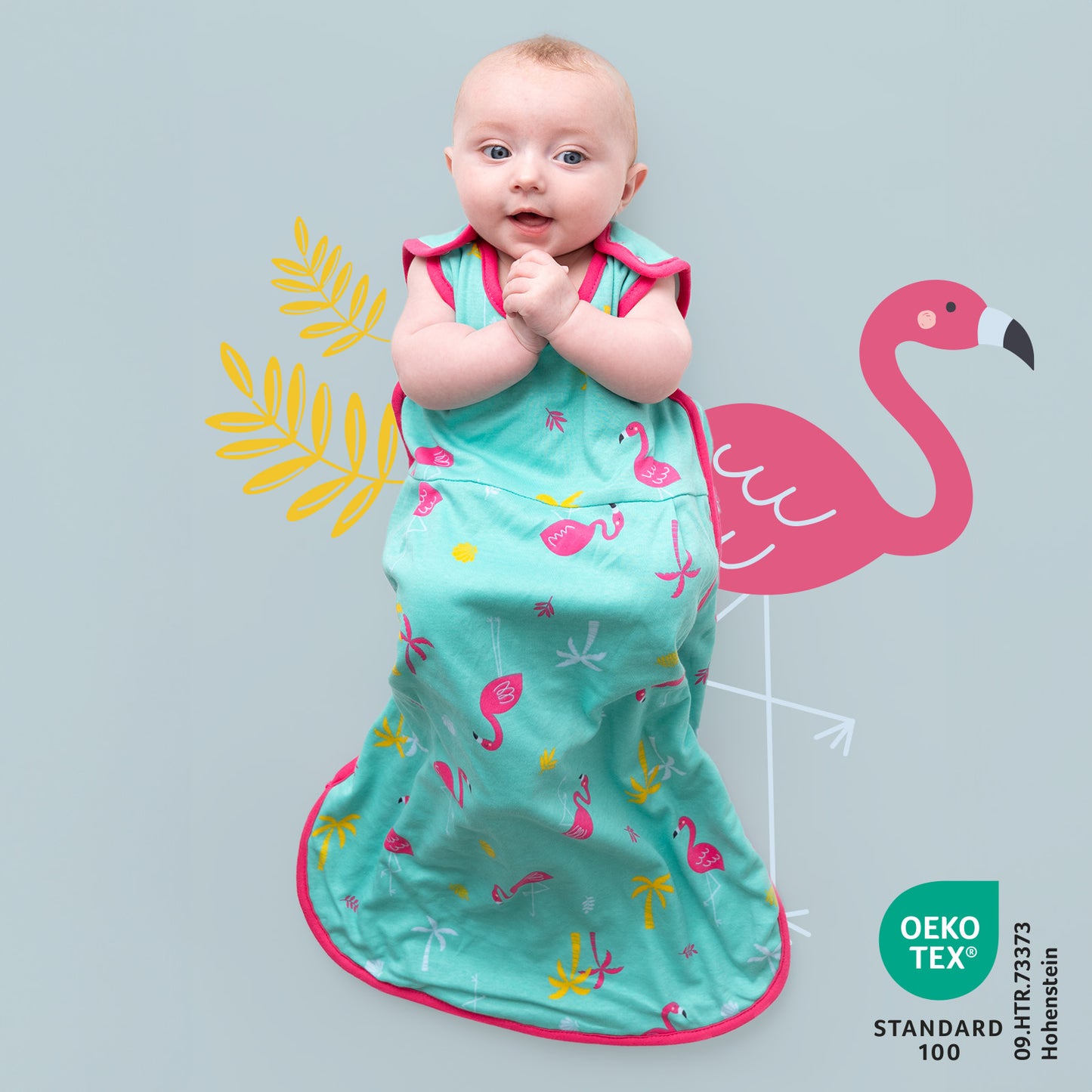 Organic Baby Sleeping Bag - 1.0 TOG_Flamingo_421_2