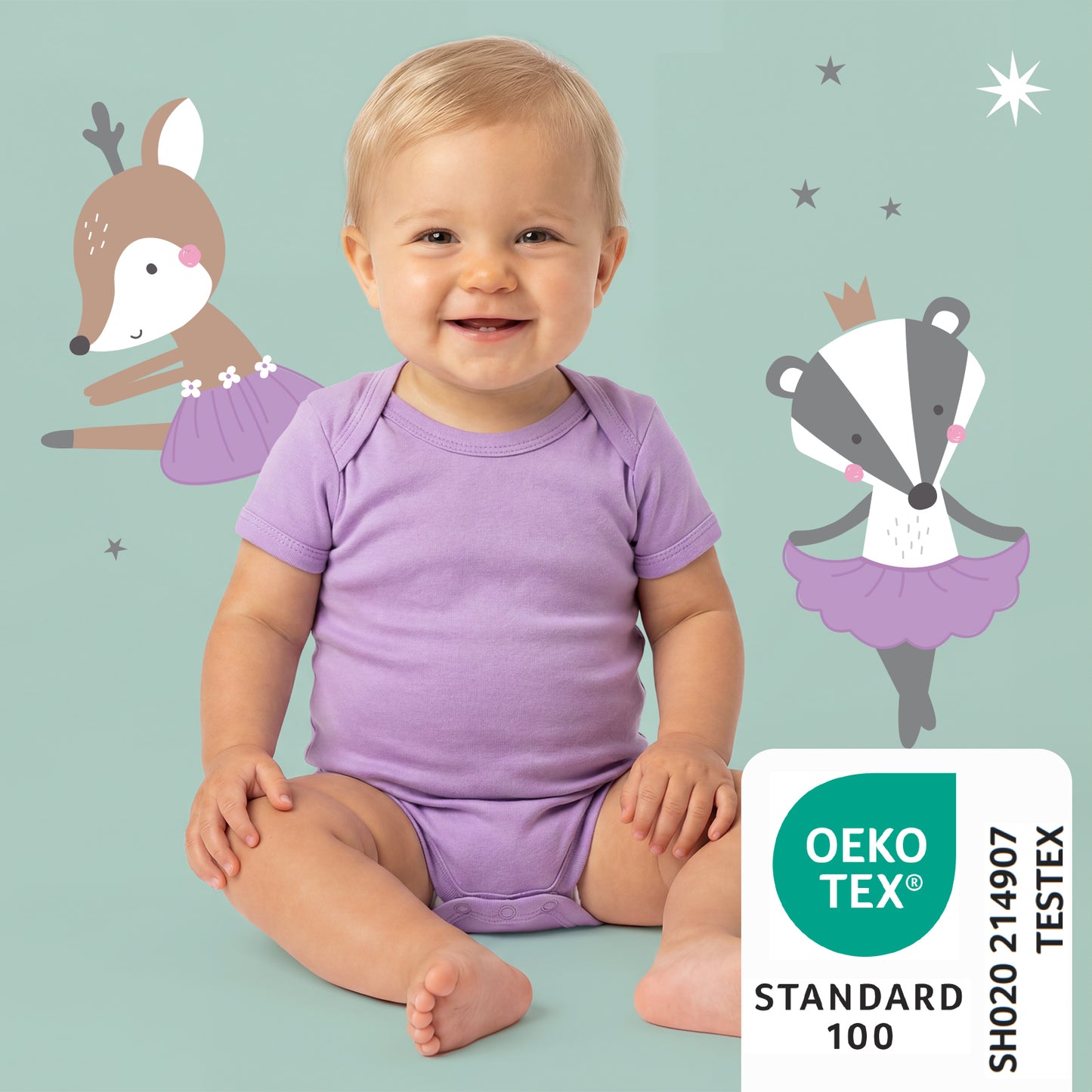 100% Organic Short Sleeve Baby Body - 5-pack_Ballerina_2_430
