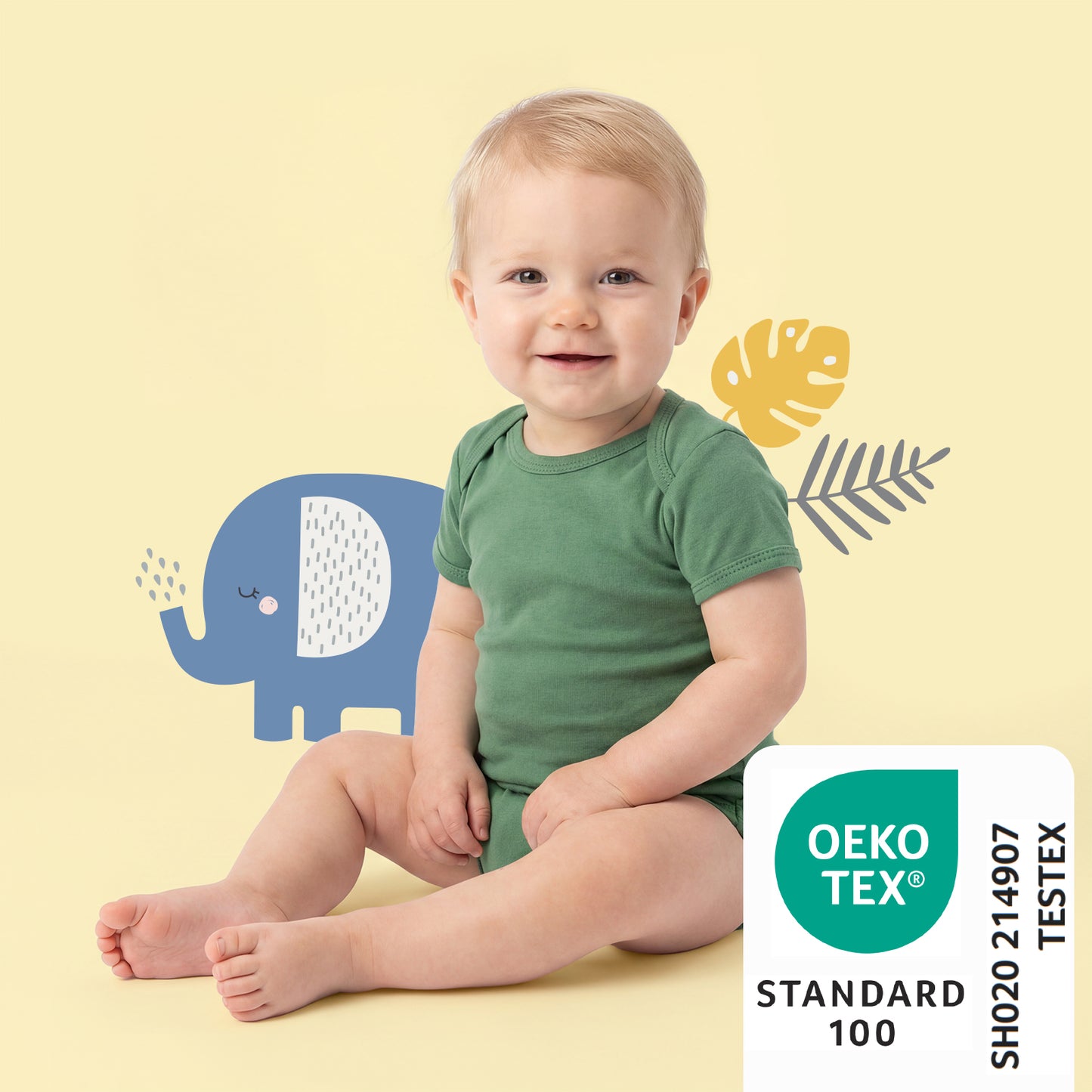 100% Organic Short Sleeve Baby Body - 5-pack_Jungle_2_430