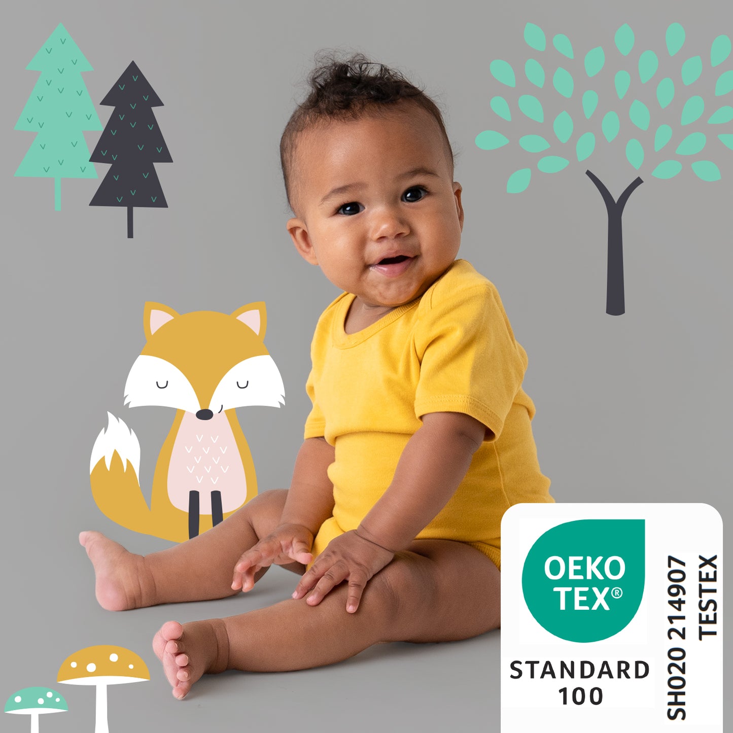 100% Organic Short Sleeve Baby Body - 5-pack_Woodland Animals_2_430