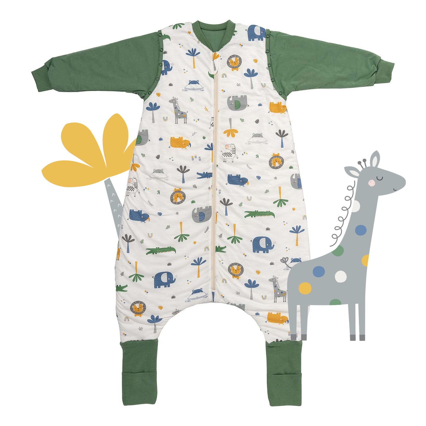 Sleeping Bag with Feet & Foldable Feet Covers - 2.5 TOG_Jungle_front_461