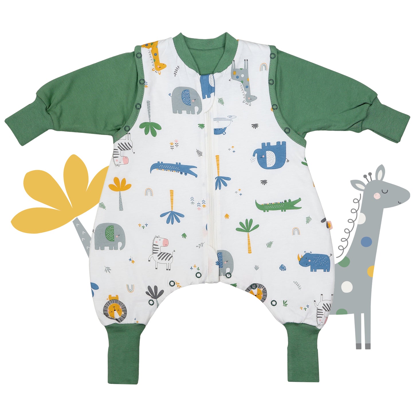 Sleeping Bag with Feet & Foldable Feet Covers - 2.5 TOG_Jungle_front_461