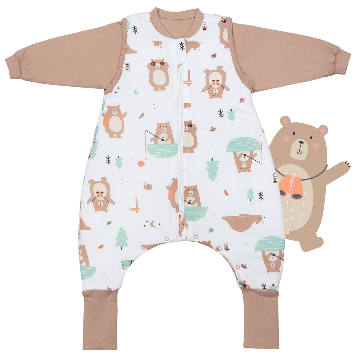 Sleeping Bag with Feet & Foldable Feet Covers - 2.5 TOG_Explorer Bear_front_461