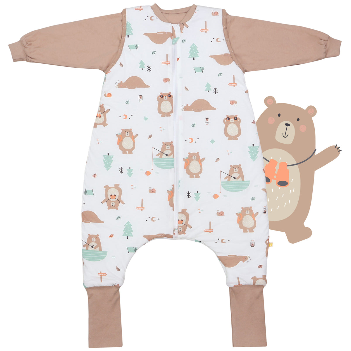 Sleeping Bag with Feet & Foldable Feet Covers - 2.5 TOG_Explorer Bear_front_461