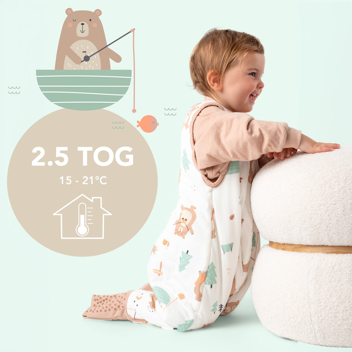Sleeping Bag with Feet & Foldable Feet Covers - 2.5 TOG_Explorer Bear_TOG_461