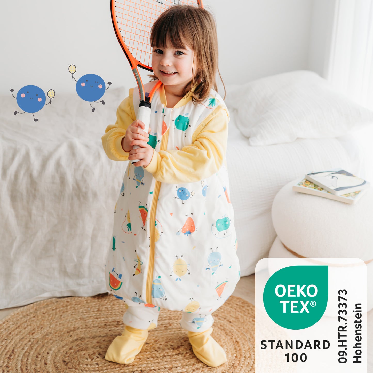 Sleeping Bag with Feet & Foldable Feet Covers - 2.5 TOG_Frutas en Forma_OEKOTEX_461