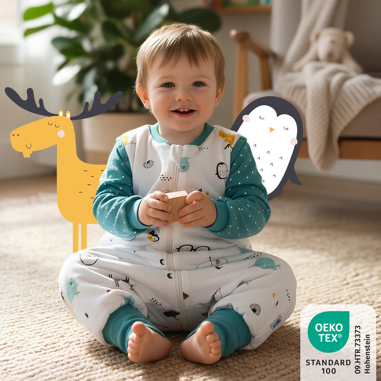 Organic Sleeping Bag with Feet & Foldable Feet Covers - 2.5 TOG_Polar Pals_462_2