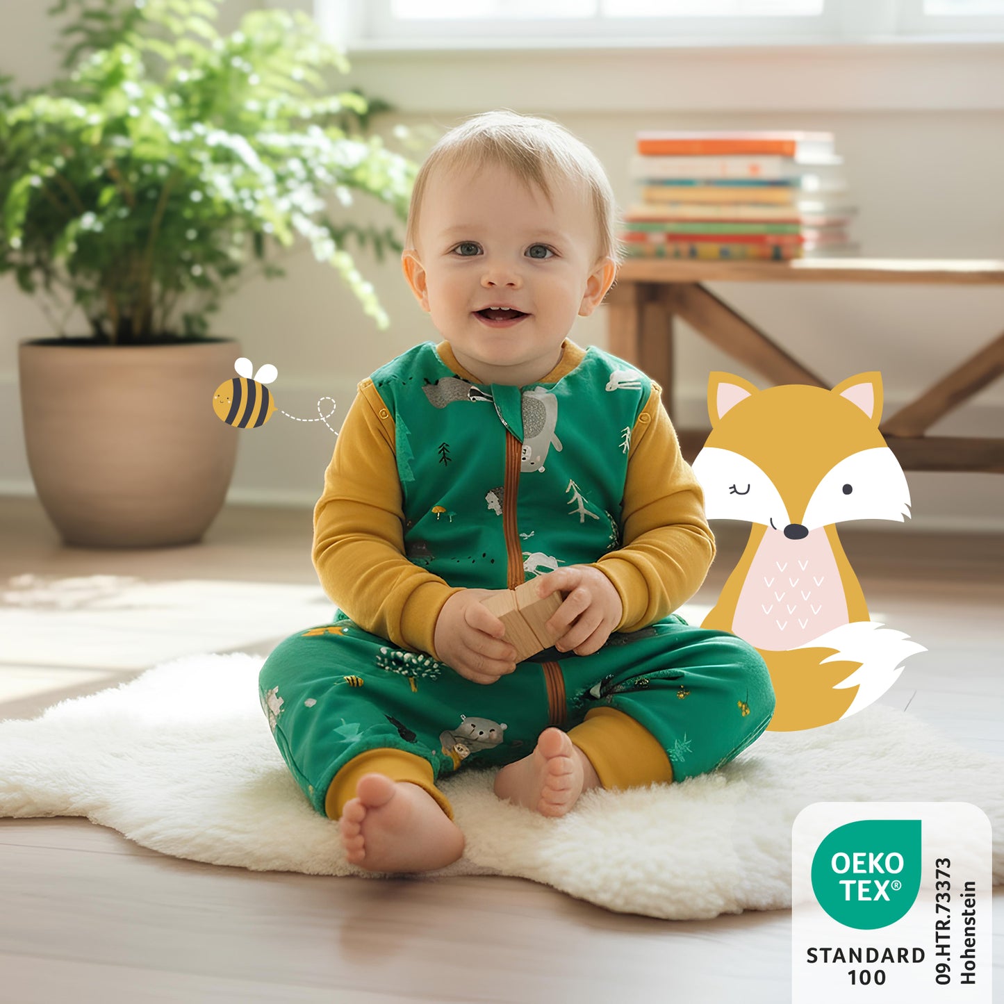 Organic Sleeping Bag with Feet & Foldable Feet Covers - 2.5 TOG_Woodland Animals_462_2