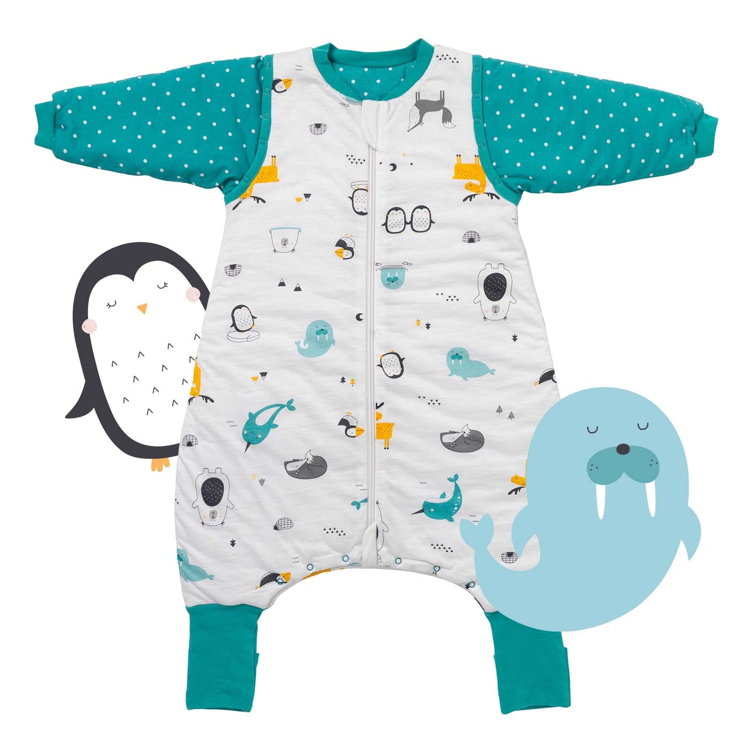 Organic Sleeping Bag with Feet & Foldable Feet Covers - 2.5 TOG_Polar Pals_front_462