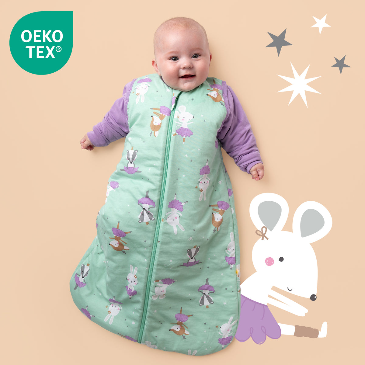 Sleeping Bag with Detachable Sleeves - 2.5 TOG_Ballerina_OEKOTEX_465