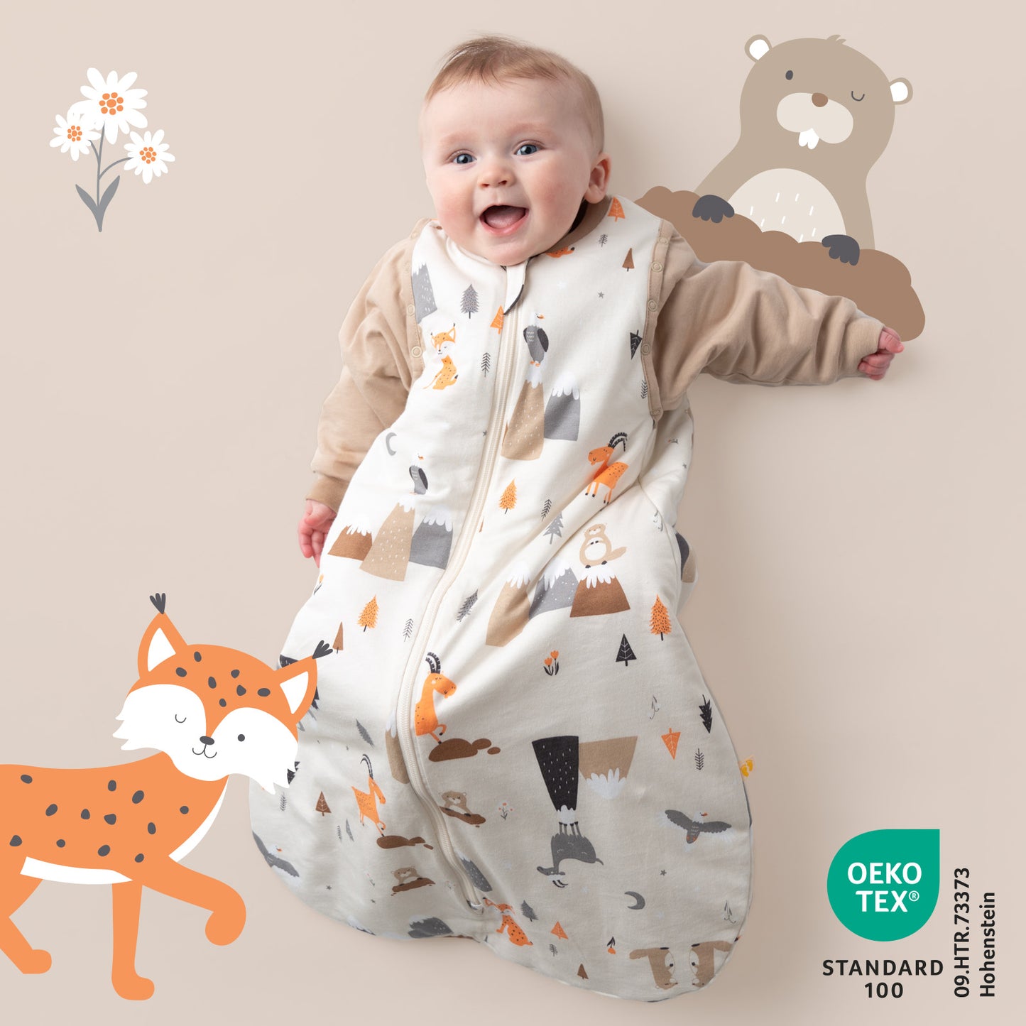 Sleeping Bag with Detachable Sleeves - 2.5 TOG_Mountain Animals_465_2