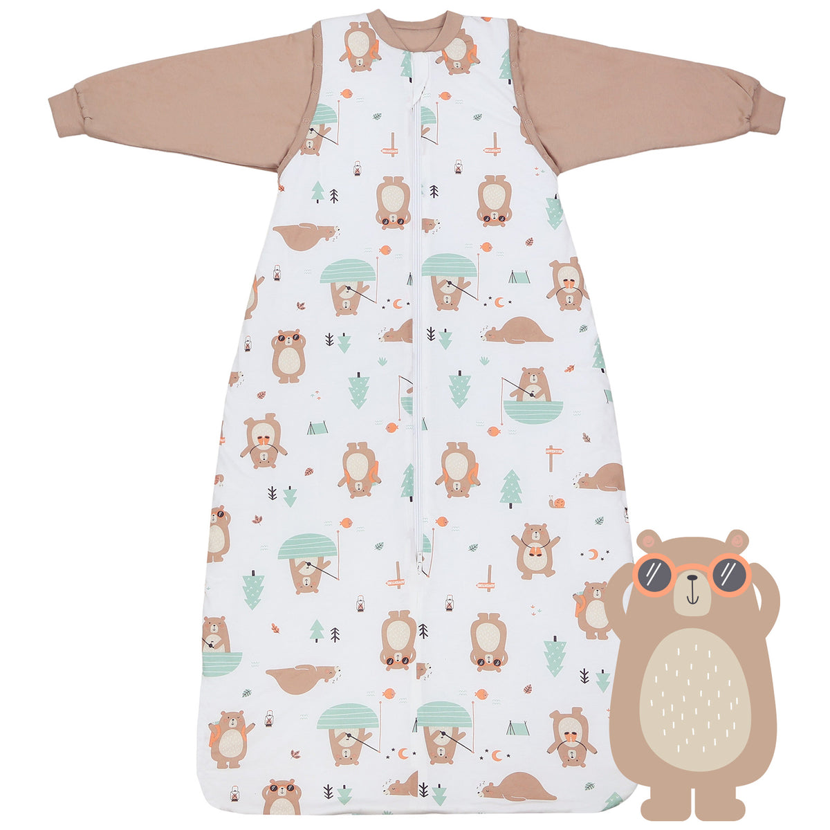Sleeping Bag with Detachable Sleeves - 2.5 TOG_Explorer Bear_front_465