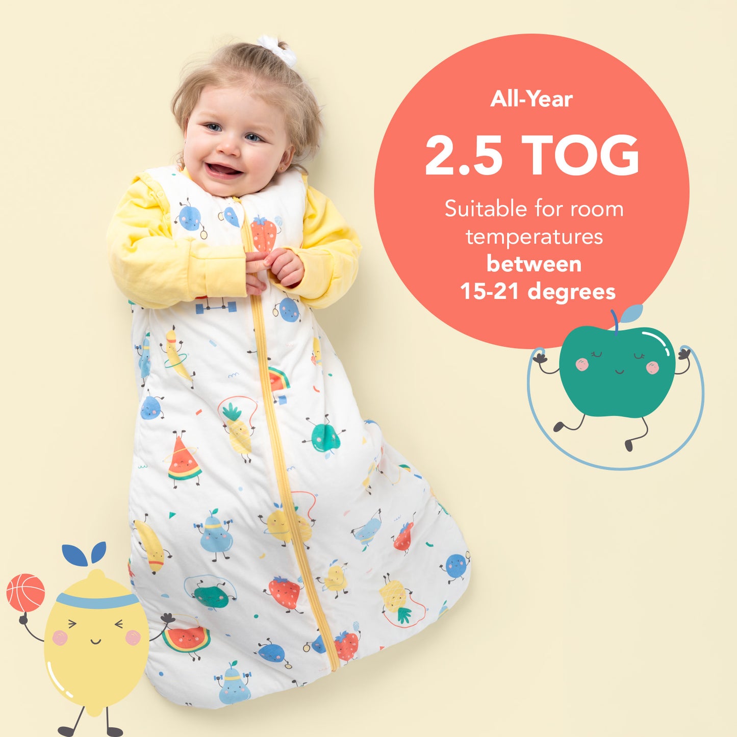 Sleeping Bag with Detachable Sleeves - 2.5 TOG_Frutas en Forma_TOG_465