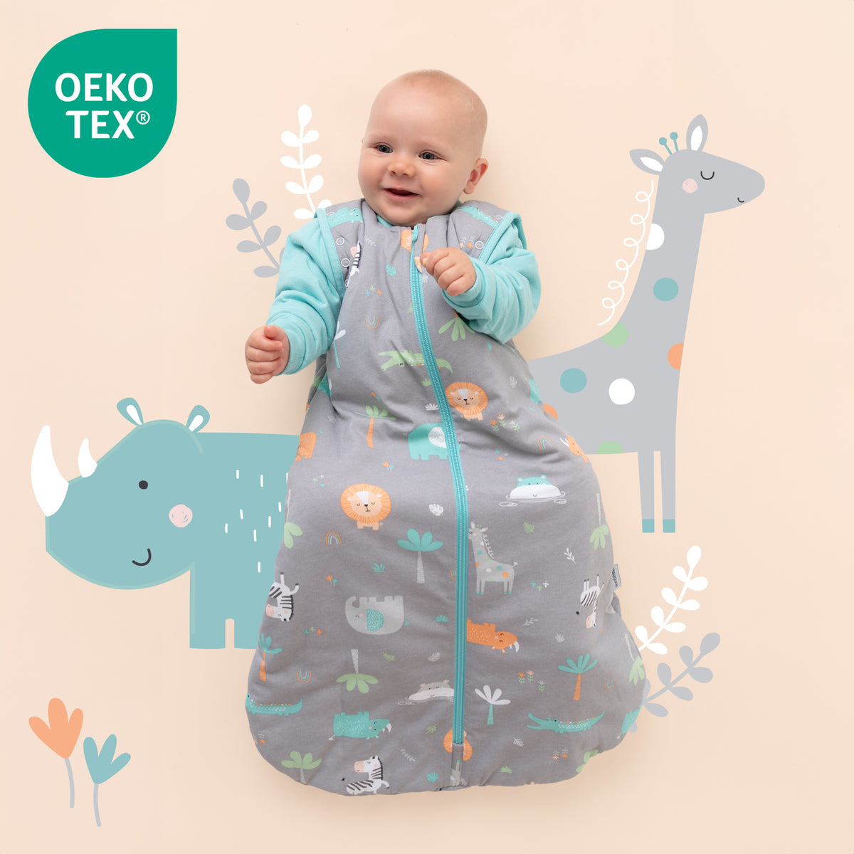 Sleeping Bag with Detachable Sleeves - 2.5 TOG_Safari_OEKOTEX_465