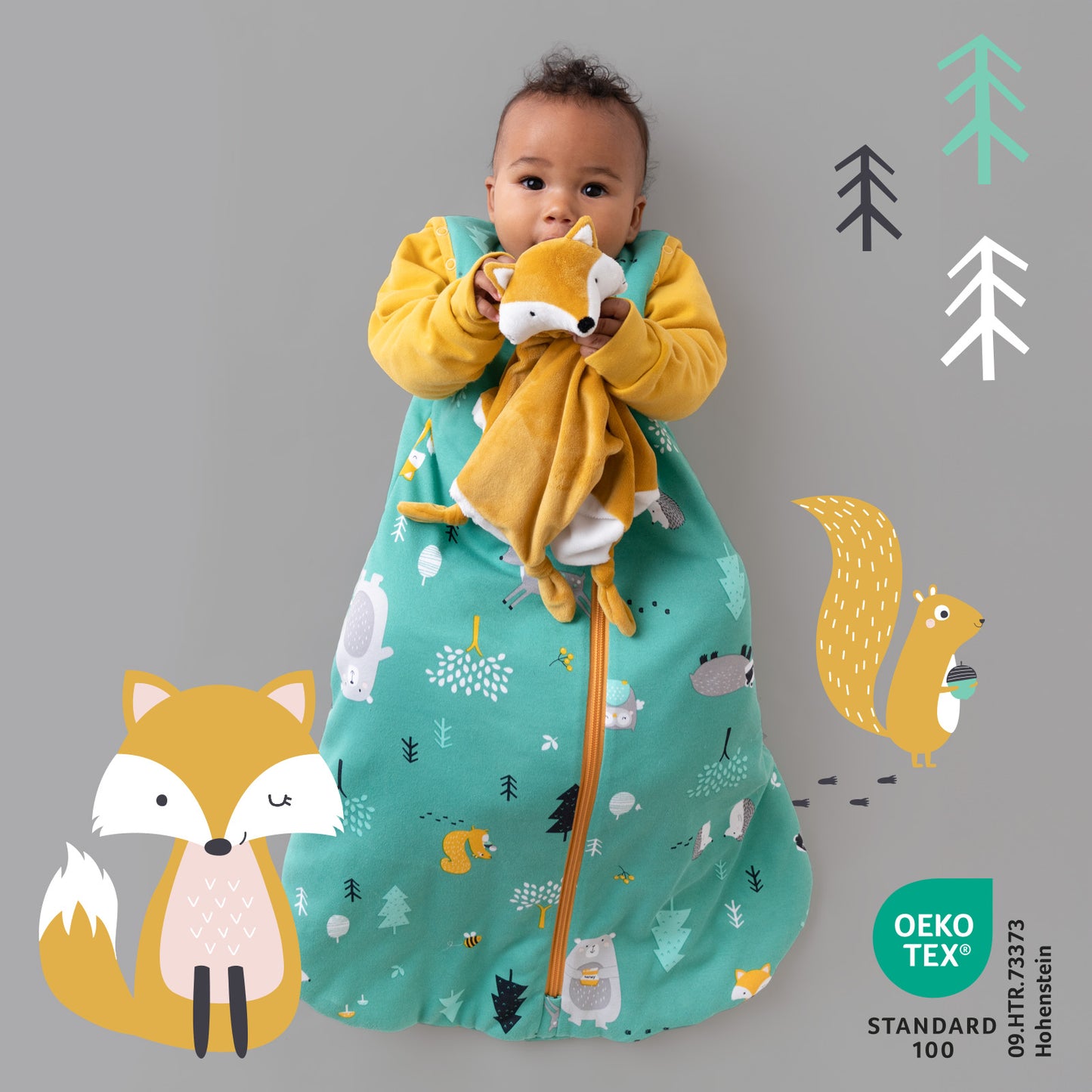 Organic Sleeping Bag with Detachable Sleeves - 2.5 TOG_Woodland Animals_466_2