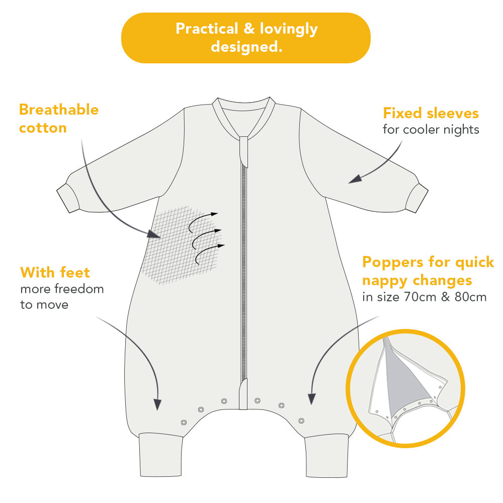 Sleeping Bag with Feet & Foldable Feet Covers - 3.5 TOG