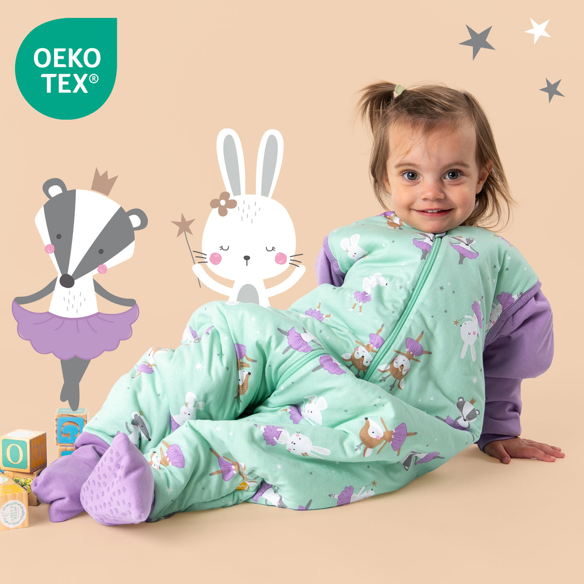 Sleeping Bag with Feet & Foldable Feet Covers - 3.5 TOG_Ballerina_OEKOTEX_468