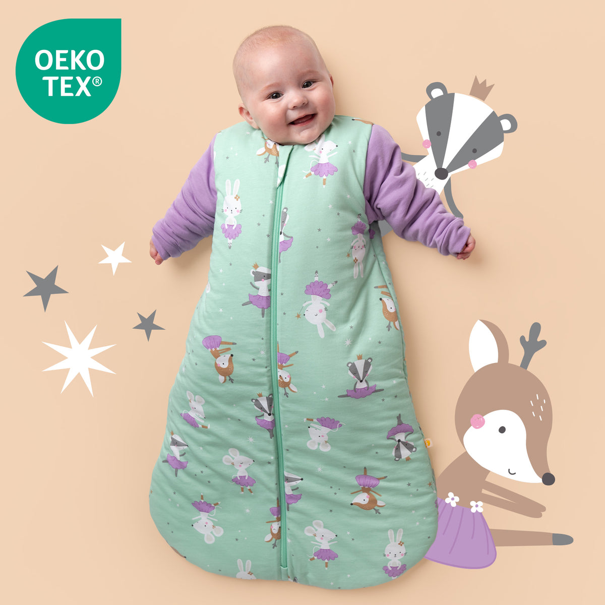 Long Sleeve Baby Sleeping Bag - 3.5 TOG_Ballerina_OEKOTEX_471