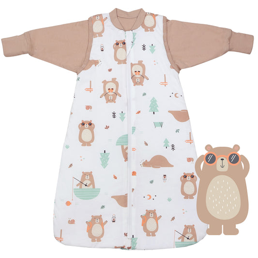 Long Sleeve Baby Sleeping Bag - 3.5 TOG_Explorer Bear_front_471