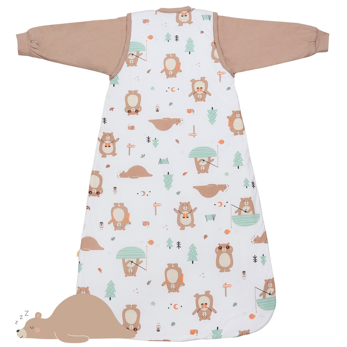 Long Sleeve Baby Sleeping Bag - 3.5 TOG_Explorer Bear_back_471